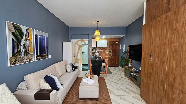 Studio c/ AC | Azul y Silencioso 5 min Playa