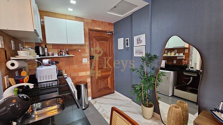 Studio c/ AC | Azul y Silencioso 5 min Playa