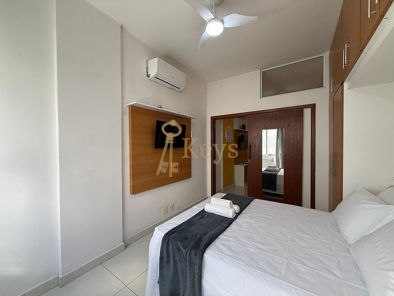 Studio Moderno c/ Ar | 5 min Praia Copa