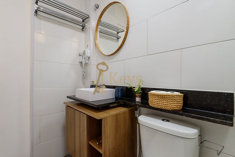 Studio Azul y Silencioso c/ AC | 5 min Playa