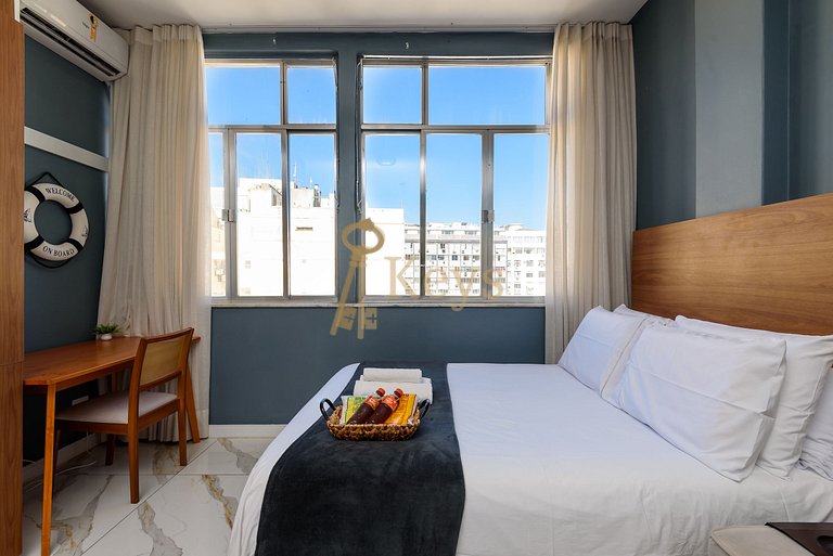 Studio Azul y Silencioso c/ AC | 5 min Playa